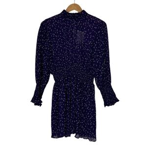 Zara Women’s Size Small Purple Polka Dot Print Ribbed Long Sleeve Romper Dress